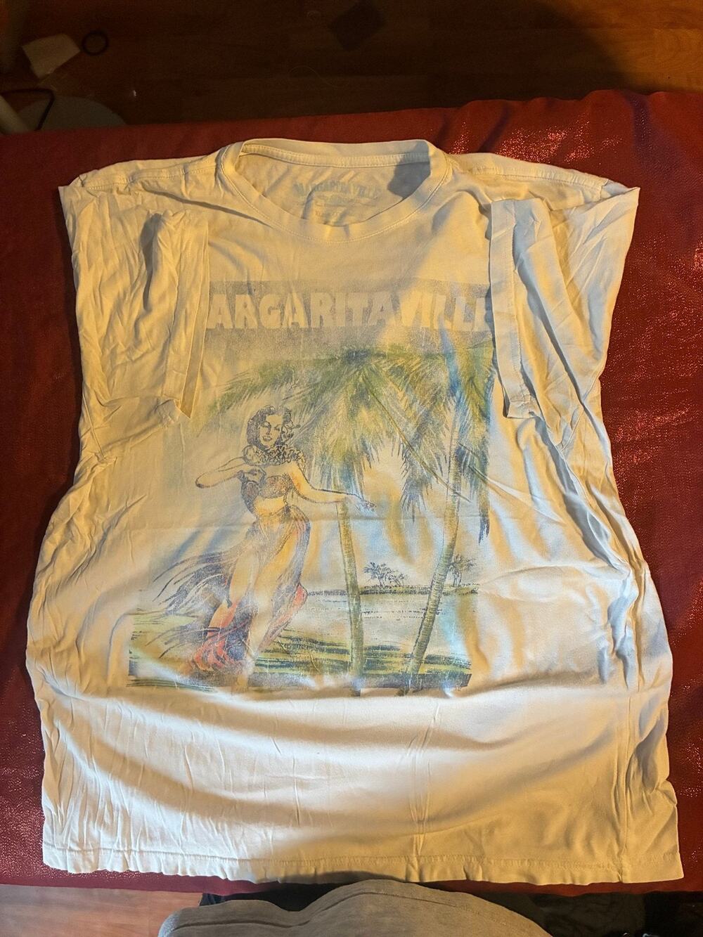 Margaritaville Shirt Mens XL Hula Dancer Palm Graphic White Short Sleeve